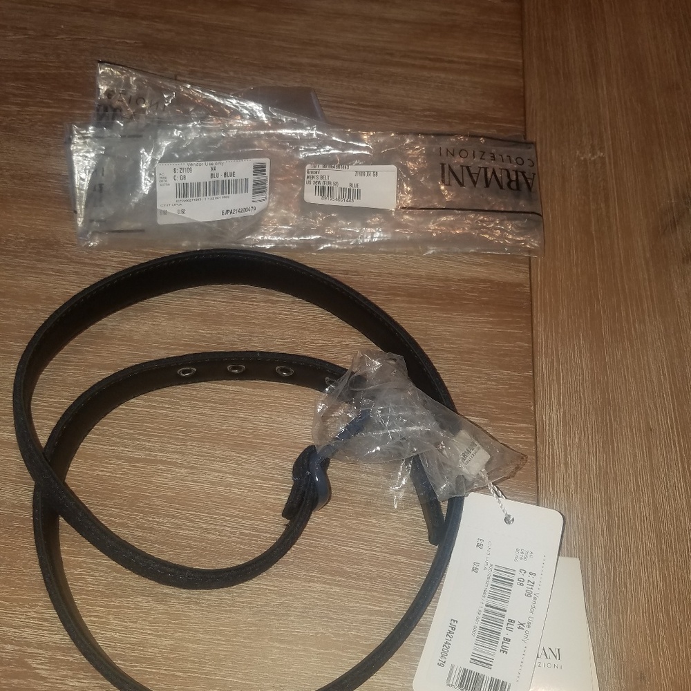 Armani Collezioni blue suede belt, NWT